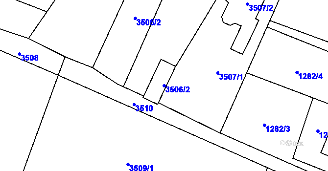 Parcela st. 3506/2 v KÚ Zubří, Katastrální mapa