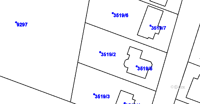 Parcela st. 3519/2 v KÚ Zubří, Katastrální mapa