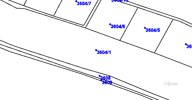 Parcela st. 3604/1 v KÚ Zubří, Katastrální mapa