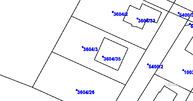 Parcela st. 3604/3 v KÚ Zubří, Katastrální mapa