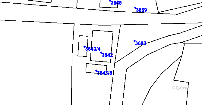 Parcela st. 3642 v KÚ Zubří, Katastrální mapa
