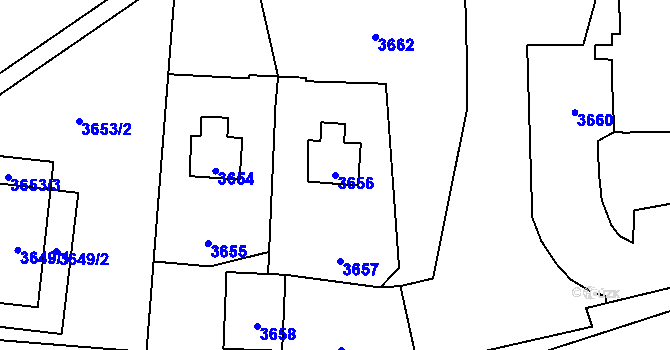 Parcela st. 3656 v KÚ Zubří, Katastrální mapa