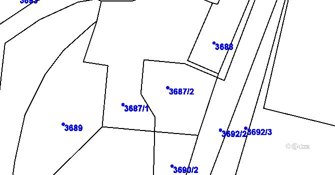 Parcela st. 3687/2 v KÚ Zubří, Katastrální mapa