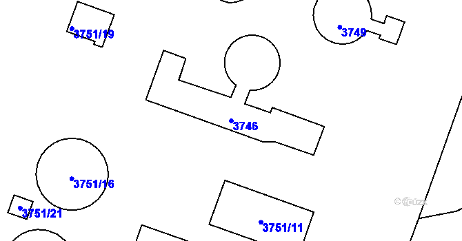 Parcela st. 3746 v KÚ Zubří, Katastrální mapa