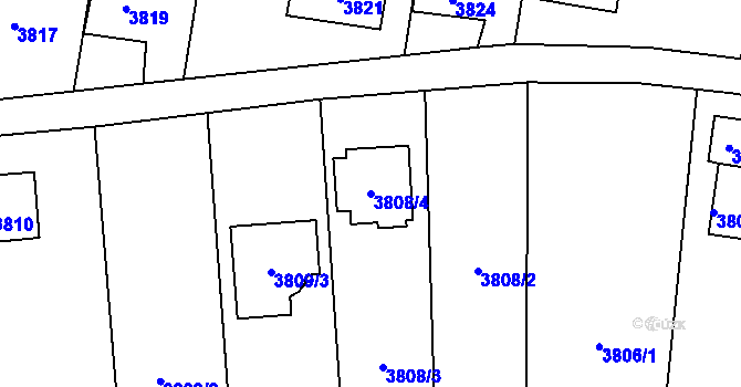 Parcela st. 3808/4 v KÚ Zubří, Katastrální mapa