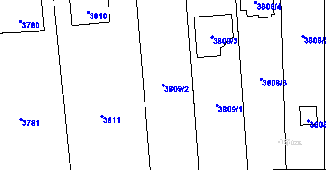 Parcela st. 3809/2 v KÚ Zubří, Katastrální mapa