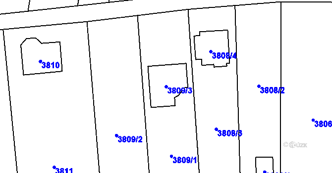 Parcela st. 3809/3 v KÚ Zubří, Katastrální mapa