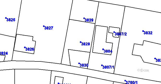 Parcela st. 3828 v KÚ Zubří, Katastrální mapa