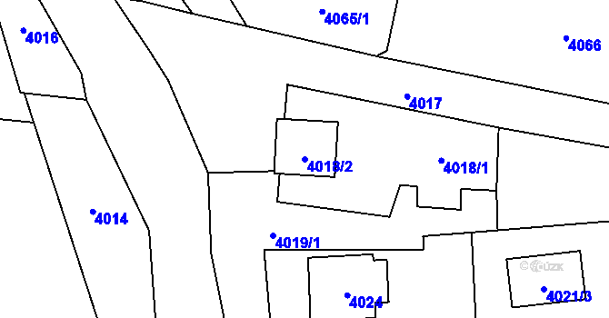 Parcela st. 4018/2 v KÚ Zubří, Katastrální mapa