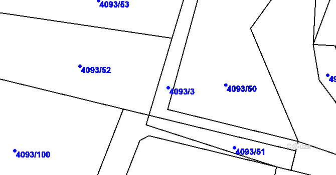 Parcela st. 4093/3 v KÚ Zubří, Katastrální mapa