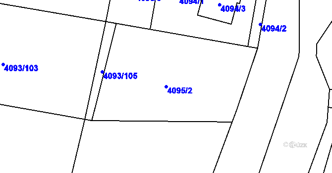 Parcela st. 4095/2 v KÚ Zubří, Katastrální mapa