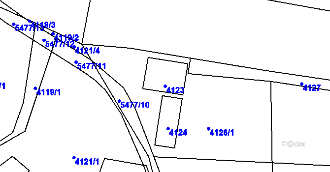 Parcela st. 4123 v KÚ Zubří, Katastrální mapa