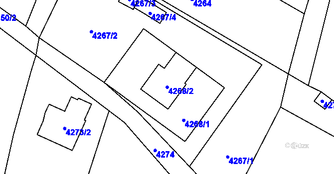 Parcela st. 4268/2 v KÚ Zubří, Katastrální mapa