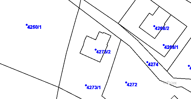 Parcela st. 4273/2 v KÚ Zubří, Katastrální mapa