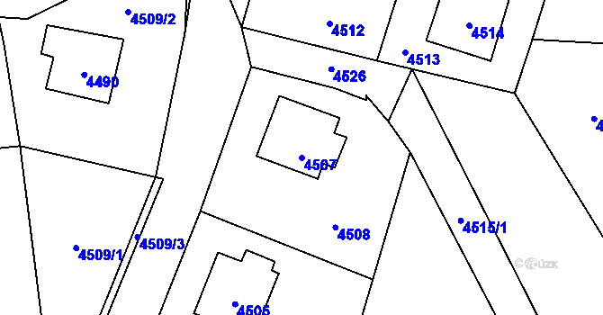Parcela st. 4507 v KÚ Zubří, Katastrální mapa
