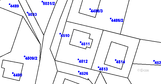 Parcela st. 4511 v KÚ Zubří, Katastrální mapa