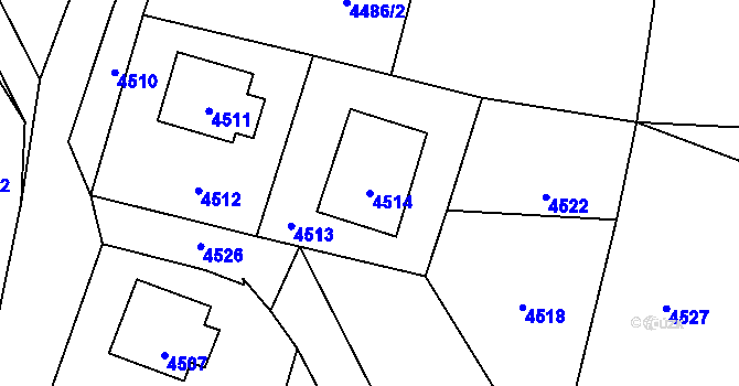 Parcela st. 4514 v KÚ Zubří, Katastrální mapa