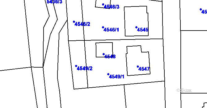 Parcela st. 4548 v KÚ Zubří, Katastrální mapa
