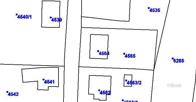 Parcela st. 4564 v KÚ Zubří, Katastrální mapa