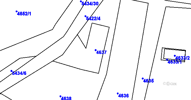 Parcela st. 4637 v KÚ Zubří, Katastrální mapa
