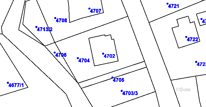 Parcela st. 4702 v KÚ Zubří, Katastrální mapa