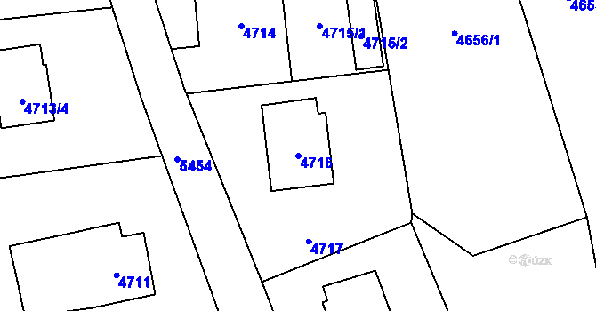 Parcela st. 4716 v KÚ Zubří, Katastrální mapa