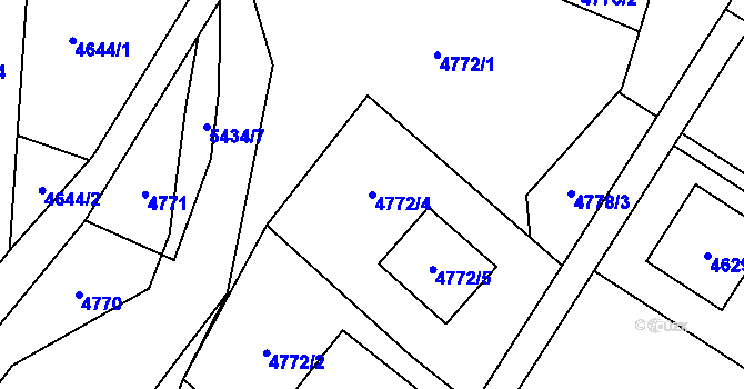 Parcela st. 4772/4 v KÚ Zubří, Katastrální mapa