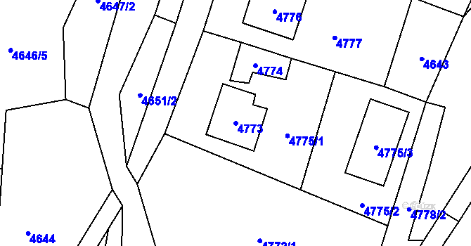 Parcela st. 4773 v KÚ Zubří, Katastrální mapa