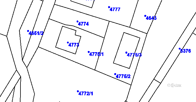 Parcela st. 4775 v KÚ Zubří, Katastrální mapa