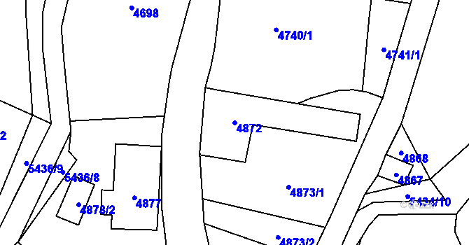 Parcela st. 4872 v KÚ Zubří, Katastrální mapa