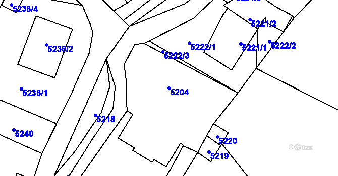 Parcela st. 5204 v KÚ Zubří, Katastrální mapa
