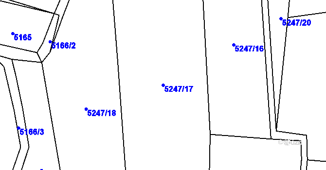 Parcela st. 5247/17 v KÚ Zubří, Katastrální mapa
