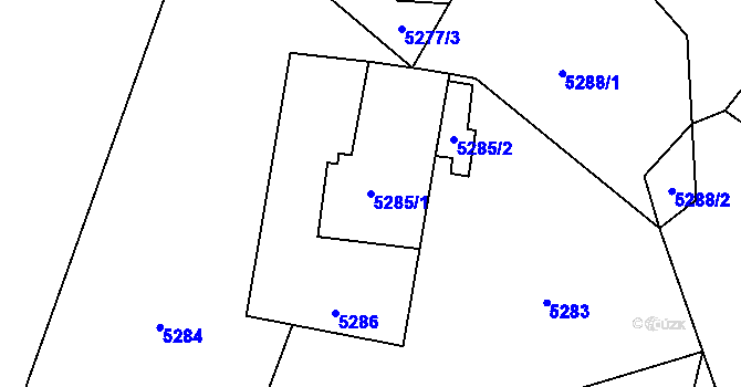 Parcela st. 5285/1 v KÚ Zubří, Katastrální mapa