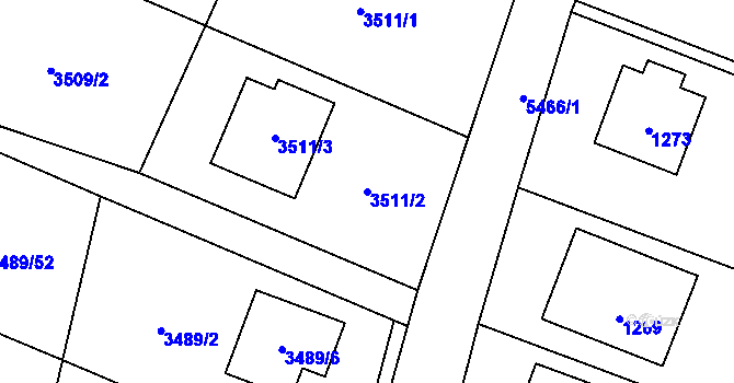 Parcela st. 3511/2 v KÚ Zubří, Katastrální mapa