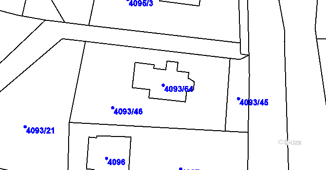Parcela st. 4093/64 v KÚ Zubří, Katastrální mapa