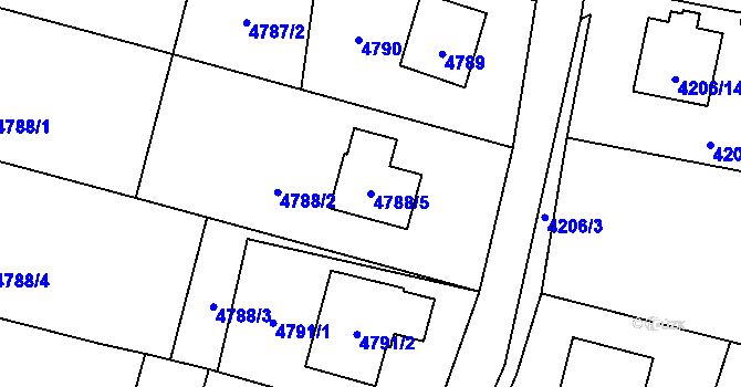 Parcela st. 4788/5 v KÚ Zubří, Katastrální mapa