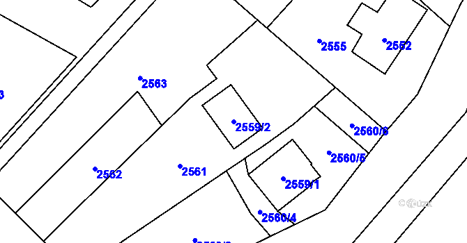 Parcela st. 2559/2 v KÚ Zubří, Katastrální mapa
