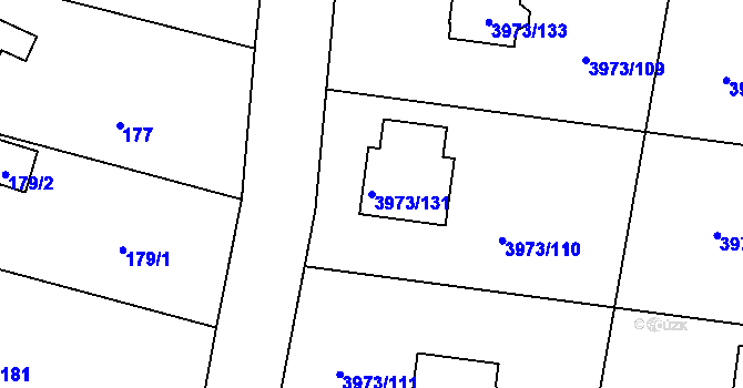 Parcela st. 3973/131 v KÚ Zubří, Katastrální mapa