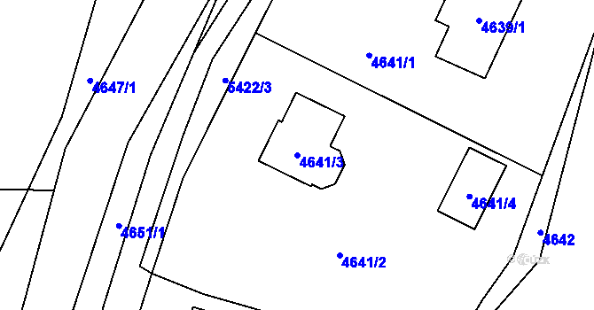 Parcela st. 4641/3 v KÚ Zubří, Katastrální mapa