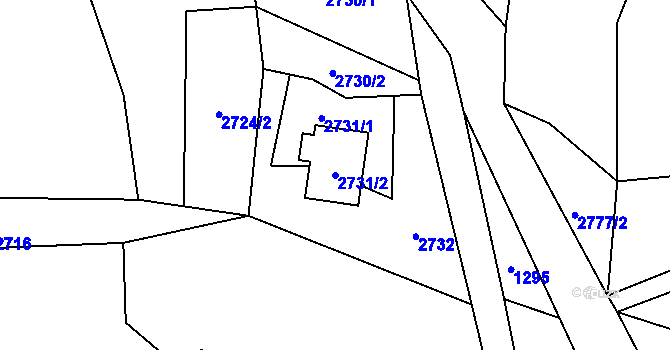 Parcela st. 2731/2 v KÚ Zubří, Katastrální mapa