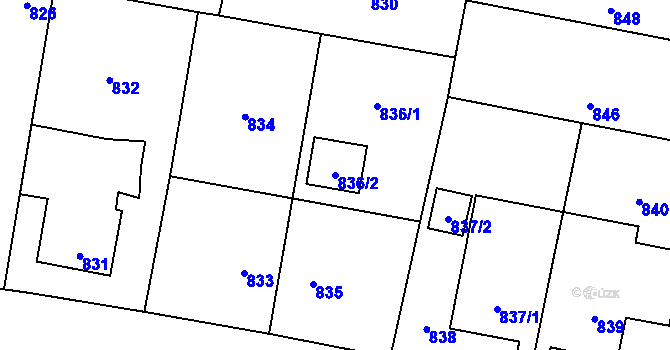 Parcela st. 836/2 v KÚ Zubří, Katastrální mapa
