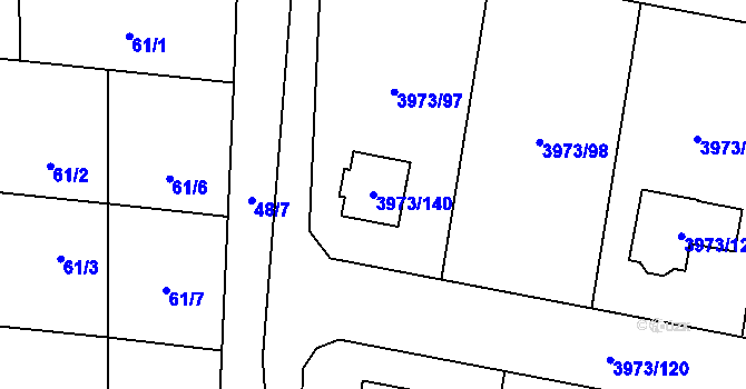 Parcela st. 3973/140 v KÚ Zubří, Katastrální mapa