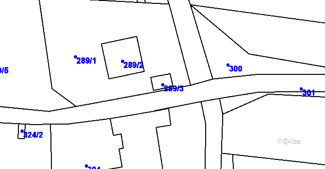 Parcela st. 289/3 v KÚ Zubří, Katastrální mapa