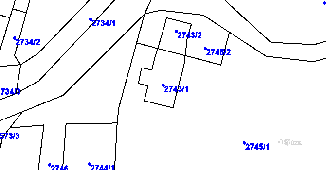 Parcela st. 2743/1 v KÚ Zubří, Katastrální mapa