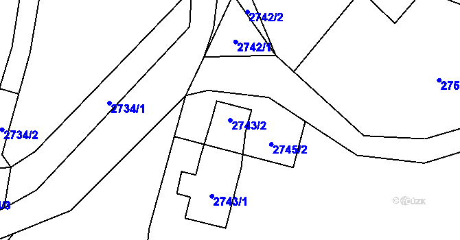 Parcela st. 2743/2 v KÚ Zubří, Katastrální mapa