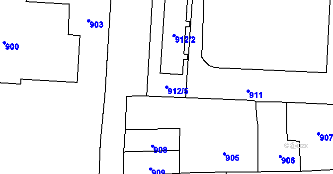 Parcela st. 912/5 v KÚ Zubří, Katastrální mapa