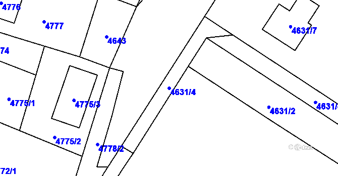 Parcela st. 4631/4 v KÚ Zubří, Katastrální mapa