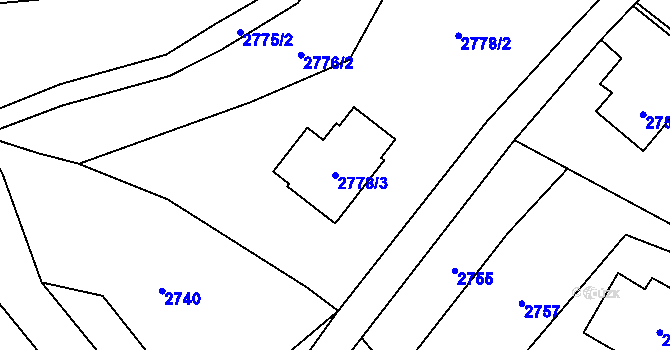 Parcela st. 2778/3 v KÚ Zubří, Katastrální mapa