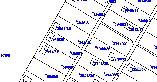 Parcela st. 3948/6 v KÚ Zubří, Katastrální mapa