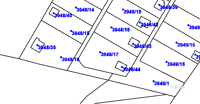 Parcela st. 3948/17 v KÚ Zubří, Katastrální mapa